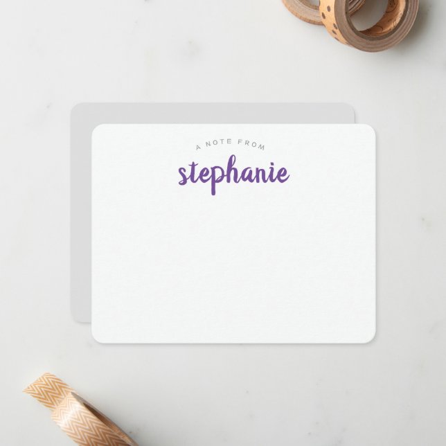 PurplePlayful Script Personalised Flat Card (Front/Back In Situ)