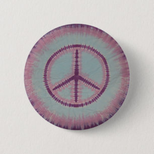 Purples & Blue Tie Dye Peace Sign Button Flair