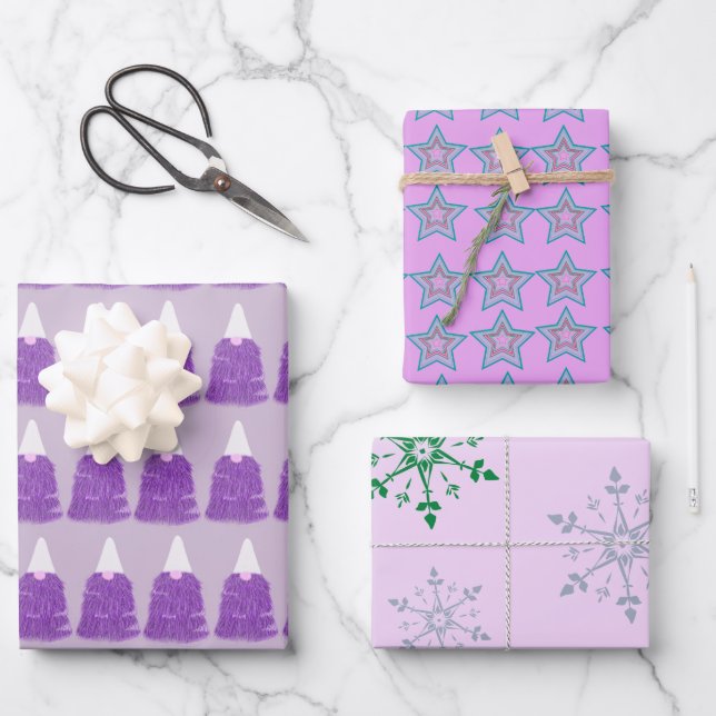 purples christmas funny   wrapping paper sheet (Front)