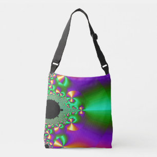 Purplish and Green Fractal Crossbody Bag