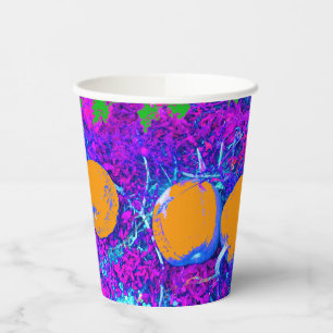 Purplish Pumpkin Field in Pop Art Style Paper Cups