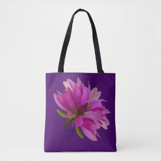 Purplish-Red Magnolias All Over Print Tote