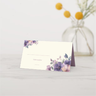 Purply, pink flowers on Folded Place Card