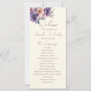 Purply, pink flowers on Wedding Program