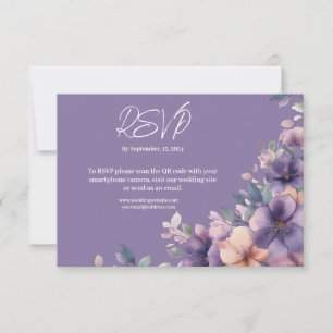Purply pink flowers on Wedding Responce Card
