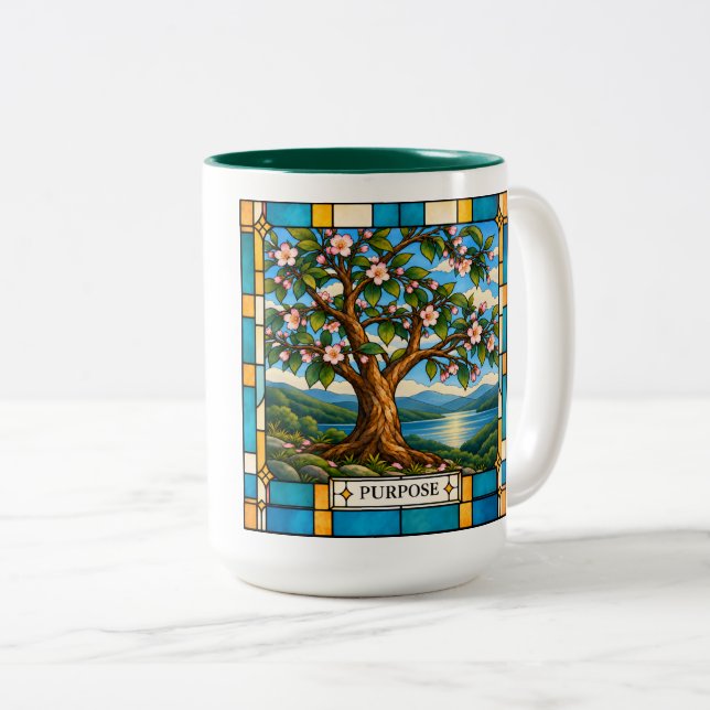Purpose Stained Glass Two-Tone Coffee Mug (Front Right)