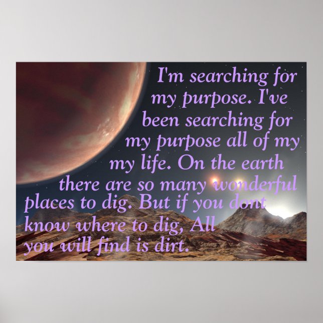 Purposeful quote over triple sunset illustration poster (Front)