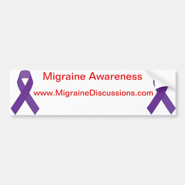 Purpple Ribbon Migraine Awareness Bumper Sticker (Front)