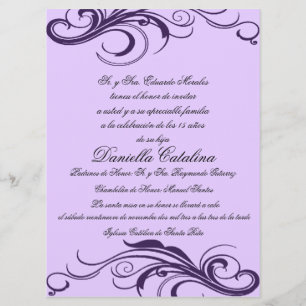púrpura invitaciones de quinceanera invitation