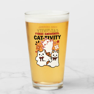 Purr-anormal Cat-tivity Cute Halloween Cat Design Glass