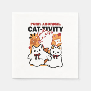 Purr-anormal Cat-tivity Cute Halloween Cat Design Napkin
