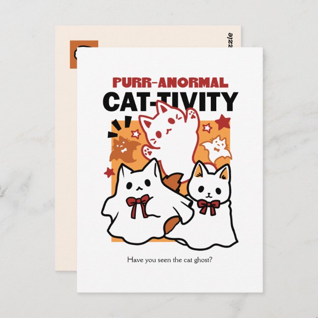 Purr-anormal Cat-tivity Cute Halloween Cat Design Postcard (Front/Back)