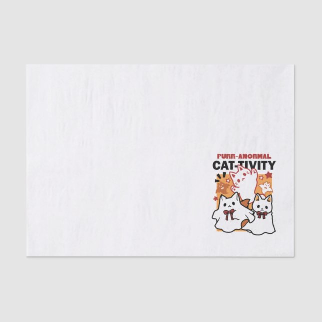 Purr-anormal Cat-tivity Cute Halloween Cat Design Tissue Paper (Front)