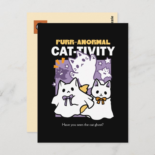 Purr-anormal Cat-tivity - Halloween Cat Design Postcard (Front/Back)