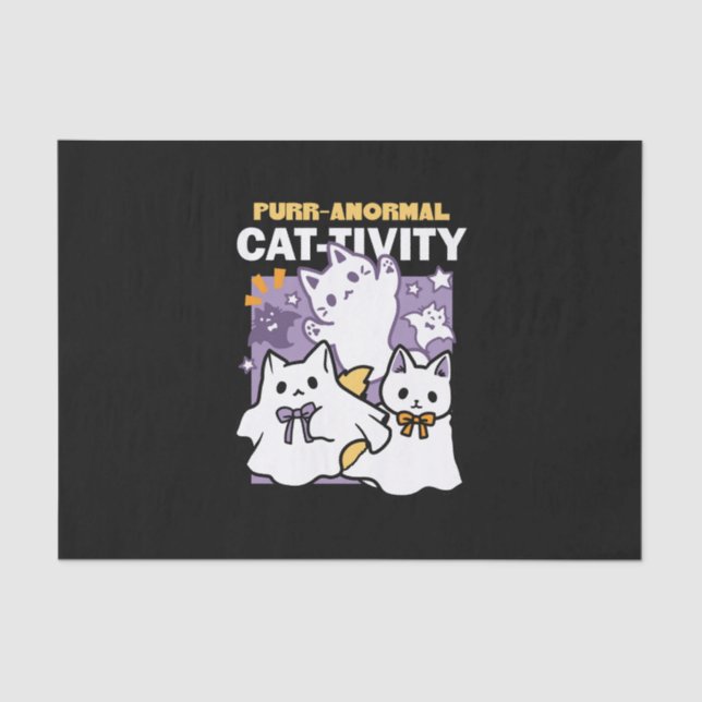 Purr-anormal Cat-tivity - Halloween Cat Design Tissue Paper (Front)