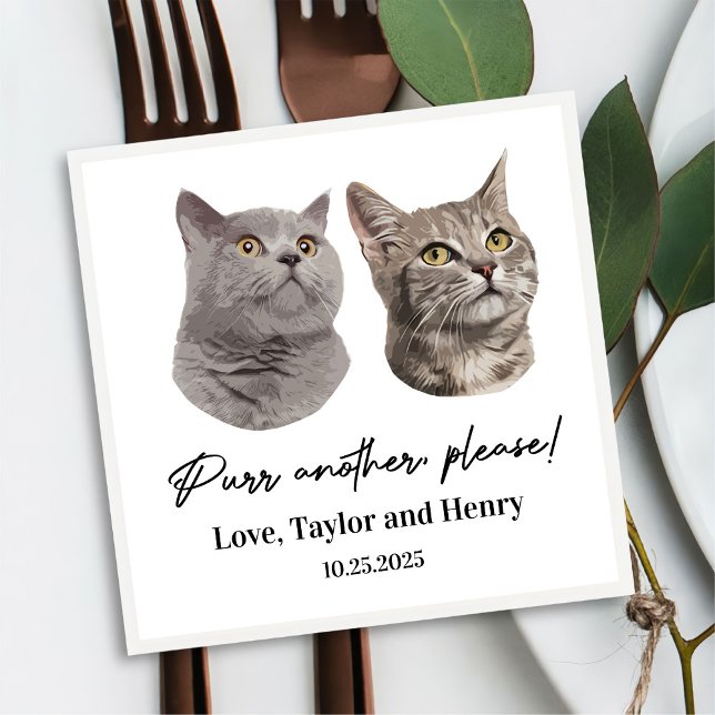 Purr Another Please Customised Pet Wedding Napkins (Creator Uploaded)
