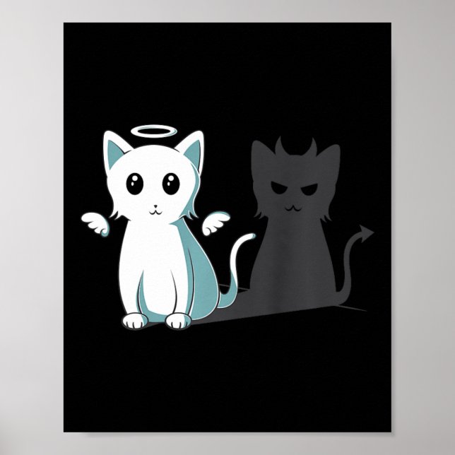 Purr Evil Devil Cat Happy Halloween Cat Angel Devi Poster (Front)