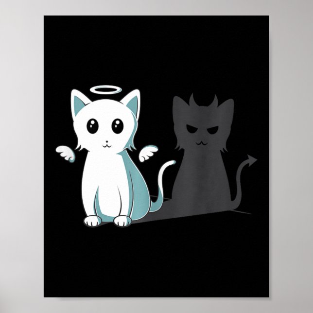 Purr Evil Devil Cat Happy Halloween Cat Angel Devi Poster (Front)