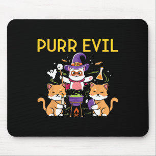 Purr Evil Halloween Cats Witches Fun Spooky Cats Mouse Pad
