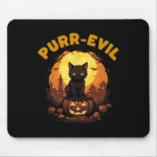 Purr-evil Haunted Cat Halloween  Mouse Pad