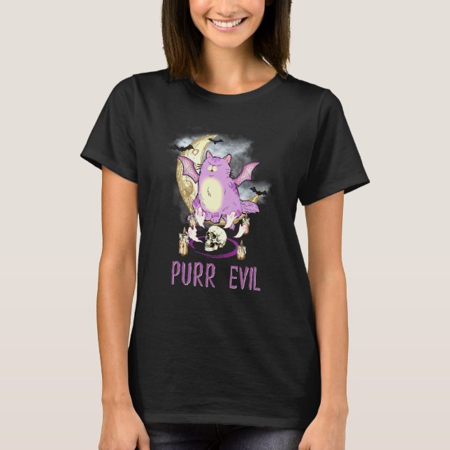 Purr Evil  Let's Summon Demons Pastel Goth Occult  T-Shirt (Front)