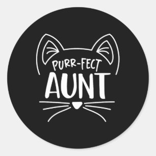 Purr-fect Aunt Gift Aunties Cat Lovers  Classic Round Sticker