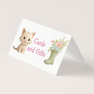Purr-fect Baby Girl Kitten Baby Shower Table Card