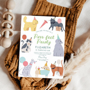 Purr-fect Birthday Pawty Cats Dogs Invitation