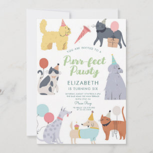 Purr-fect Birthday Pawty Cats Dogs Invitation