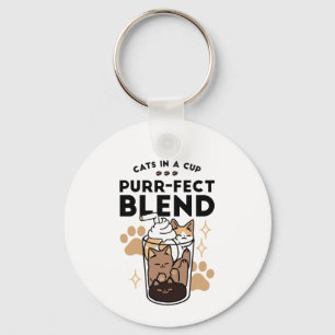 Purr-fect Blend: Cat and Coffee Art for Pet Lovers Key Ring