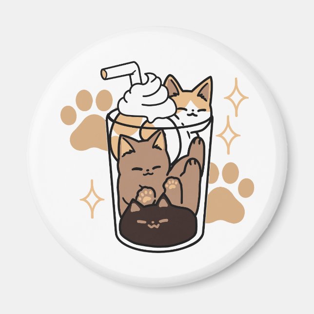 Purr-fect Blend: Cat and Coffee Art for Pet Lovers Magnet (Front)