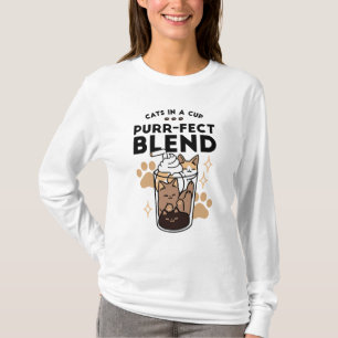 Purr-fect Blend: Cat and Coffee Art for Pet Lovers T-Shirt