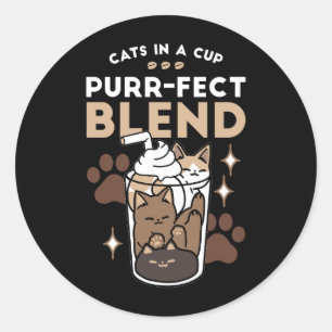 Purr-fect Blend: Coffee Design for Cat & Coffee Classic Round Sticker