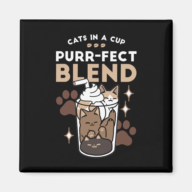 Purr-fect Blend: Coffee Design for Cat & Coffee Magnet (Front)