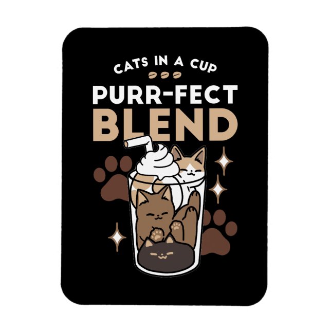 Purr-fect Blend: Coffee Design for Cat & Coffee Magnet (Vertical)