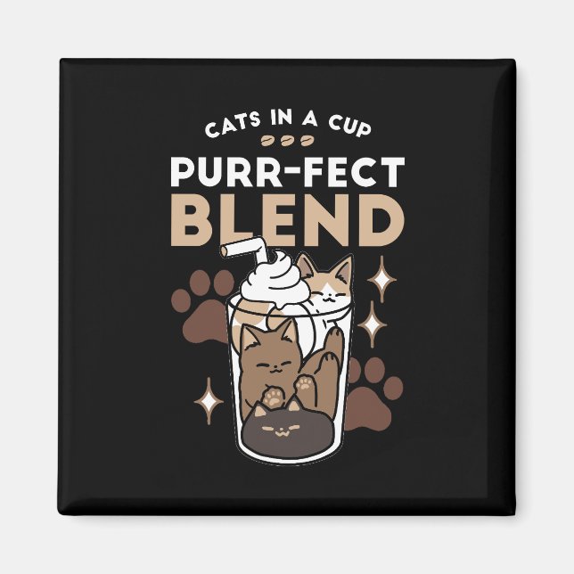 Purr-fect Blend: Coffee Design for Cat & Coffee Magnet (Front)