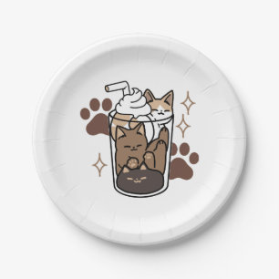 Purr-fect Blend: Coffee Design for Cat & Coffee Paper Plate