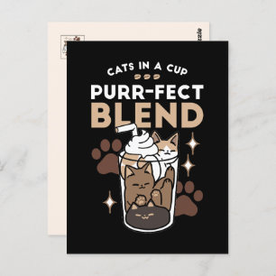 Purr-fect Blend: Coffee Design for Cat & Coffee Postcard