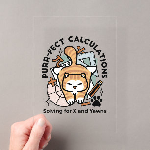 Purr-fect Calculations – Funny Math Cat Design Acrylic Invitations