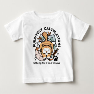 Purr-fect Calculations – Funny Math Cat Design Baby T-Shirt