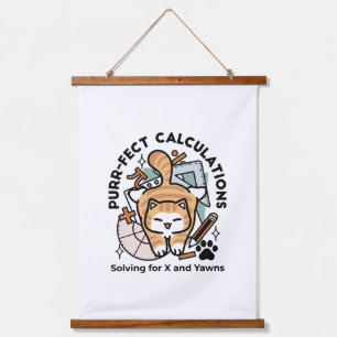 Purr-fect Calculations – Funny Math Cat Design Hanging Tapestry