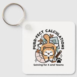Purr-fect Calculations – Funny Math Cat Design Key Ring