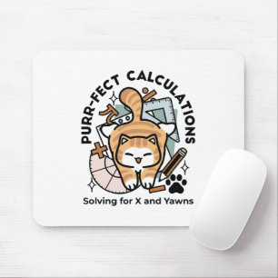 Purr-fect Calculations – Funny Math Cat Design Mouse Pad