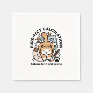 Purr-fect Calculations – Funny Math Cat Design Napkin