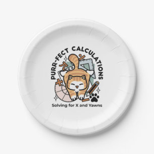 Purr-fect Calculations – Funny Math Cat Design Paper Plate
