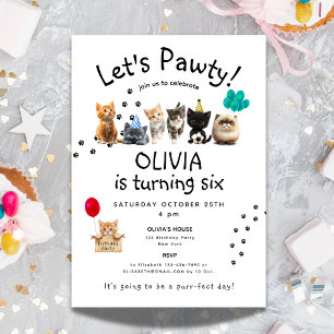 Purr-fect Cat Birthday   Cute Kids Kitten Pawty Flyer