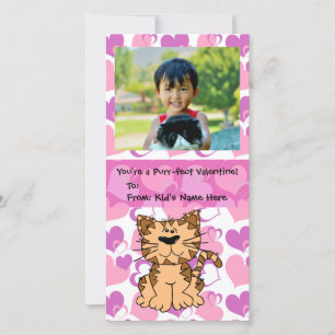 Purr-fect Cat Personalised Girl's Kids Valentine Holiday Card
