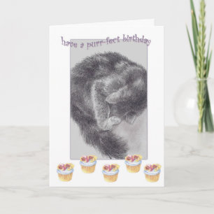 PURR-FECT CUPCAKE BIRTHDAY GREETING CARD