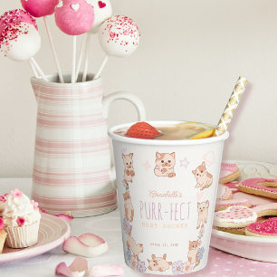 Purr-fect Cute Cats Floral Baby Shower Paper Cups