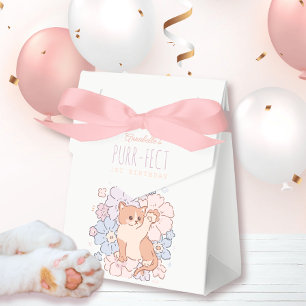 Purr-fect Cute Cats Floral Girl 1st Birthday Favour Box